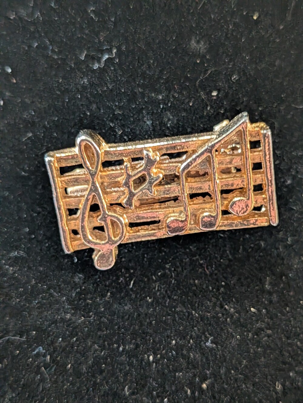 Gold Tone Musical Notes Pin Brooch
